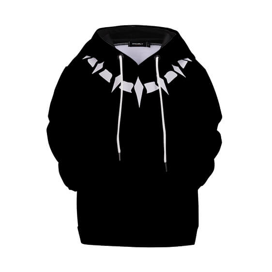 Sweat à Capuche Black Panther Noir Collier Tribal Argenté Enfant