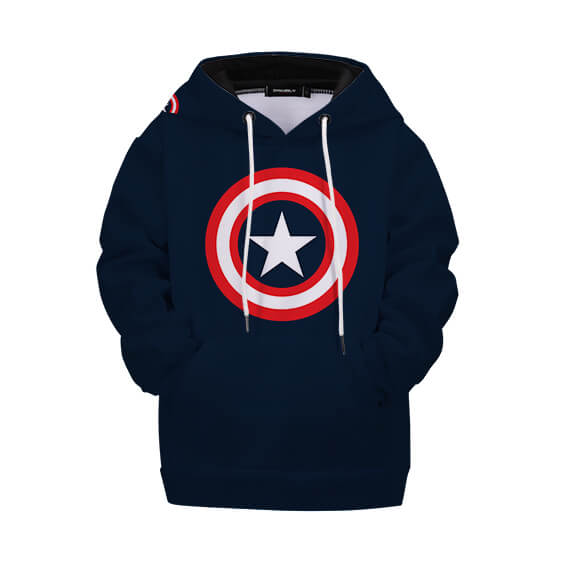 Sweat à Capuche Captain America Bouclier Bleu Marine Enfant