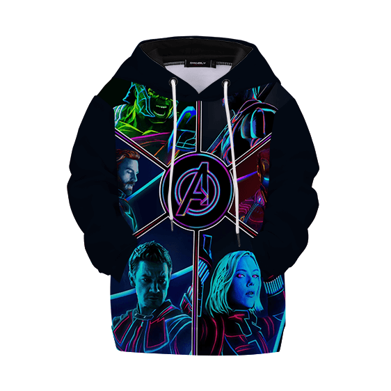 Sweat à Capuche Enfant Avengers Super-Héros Noir Néon