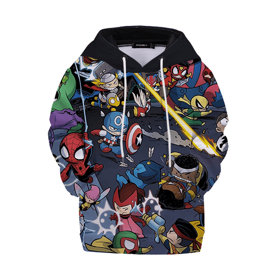 Sweat à Capuche Enfant Marvel Chibi Bataille Super-Héros Fun