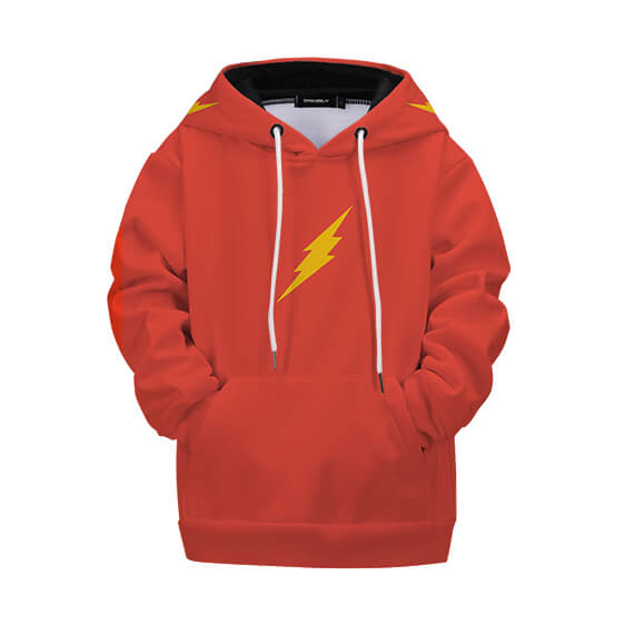 Sweat à Capuche Enfant The Flash Rouge Foudre Jaune