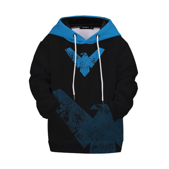Sweat à Capuche Nightwing Logo Aile Bleu et Noir Enfant