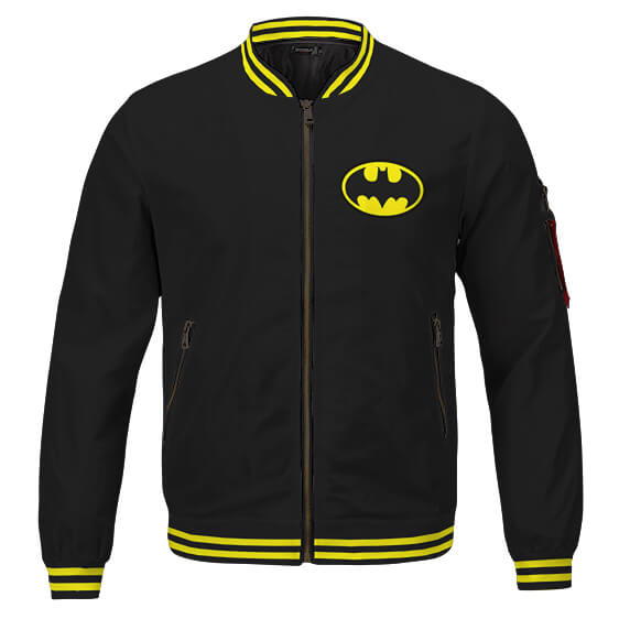 Batman Logo Classique Noir Jaune Veste Varsity Rétro