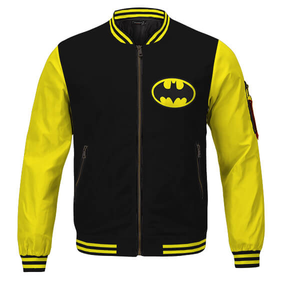 Batman Logo Veste Varsity Noir Jaune Style Bruce Wayne