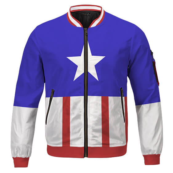 Blouson Bomber Captain America Bleu Étoile Vintage