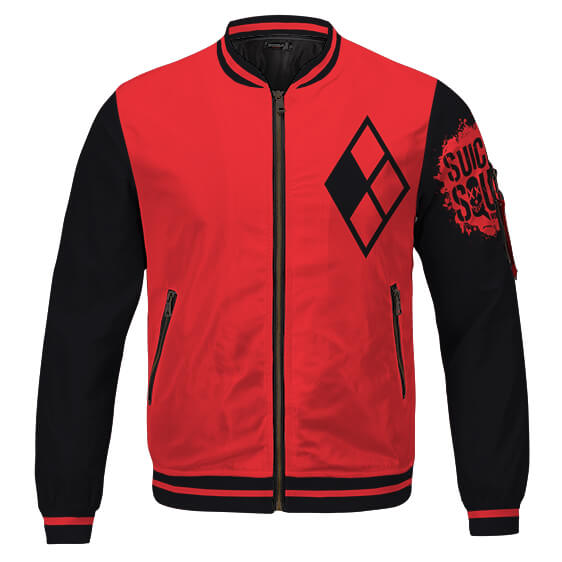 Harley Quinn Rouge Noir Suicide Squad Veste Letterman DC