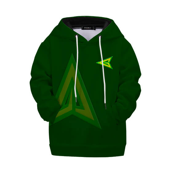 Sweat à Capuche Enfant Green Arrow Logo Vert Foncé