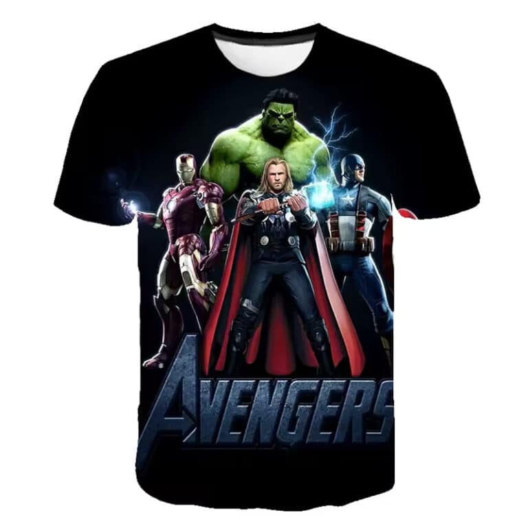 T-shirt Avengers Assemble Noir Enfant Héros Marvel 3D HD