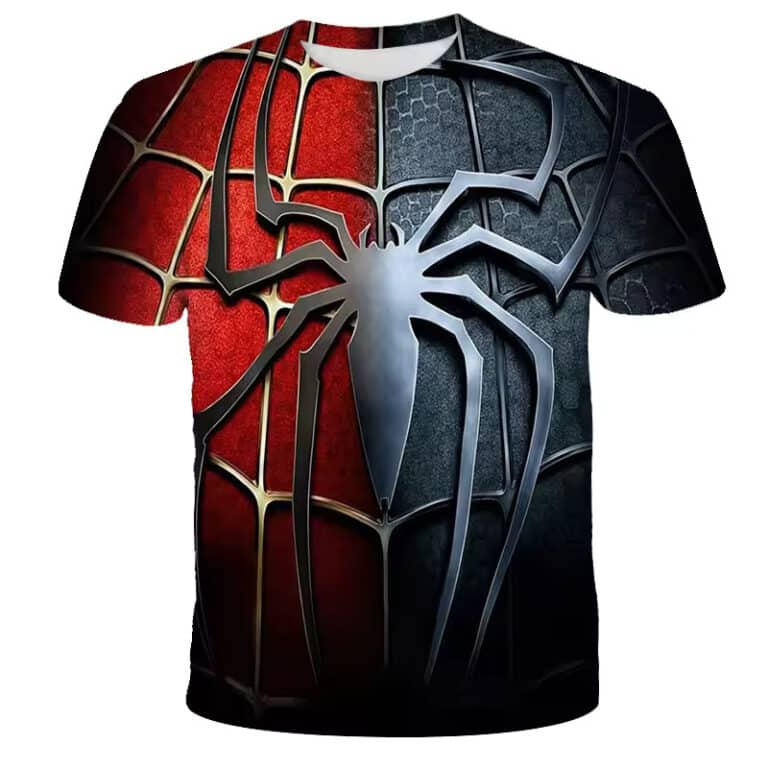 T-shirt Spider-Man Enfant Bicolore Rouge Noir Araignée