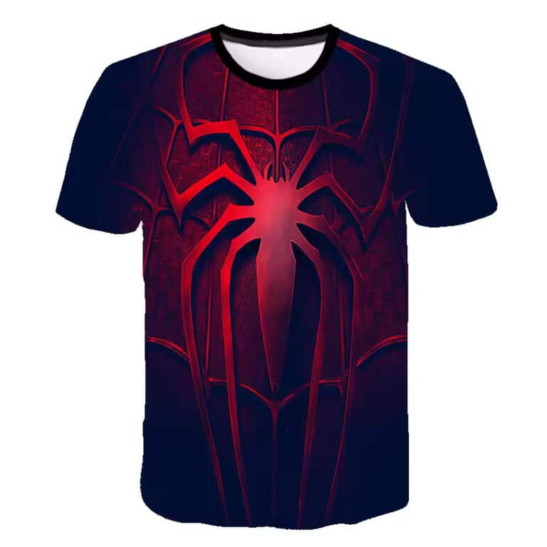 T-shirt Spider-Man Enfant Noir Emblème Rouge Brillant