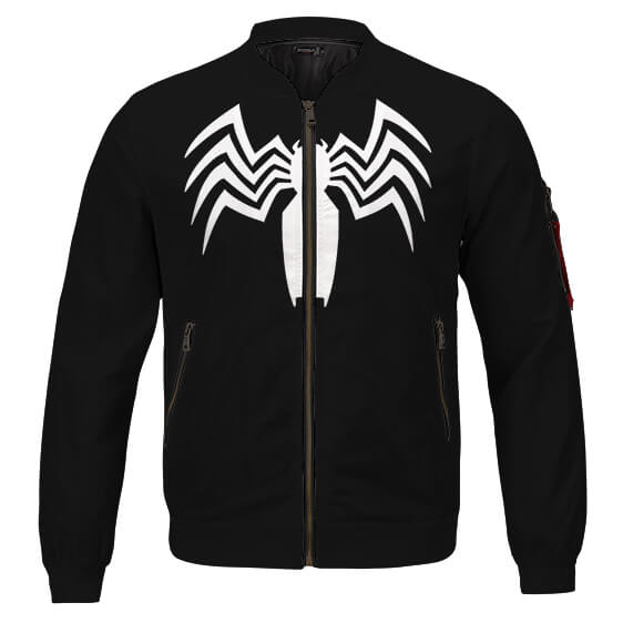 Venom Symbiote Logo Blouson Noir Style Varsity