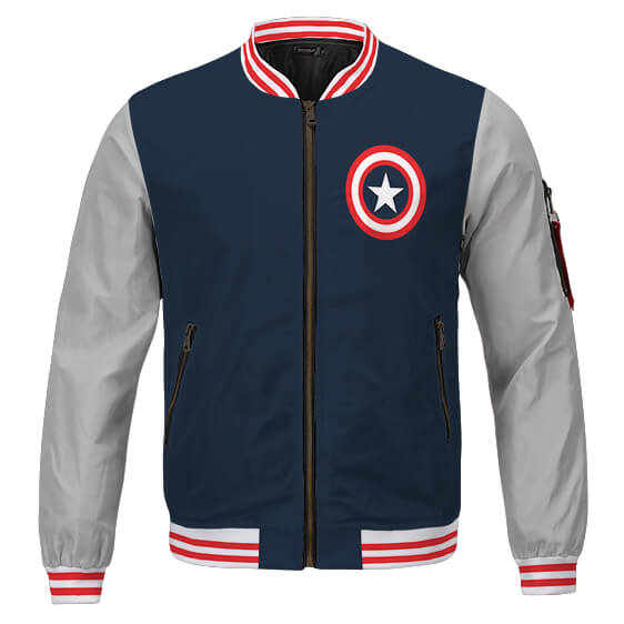 Veste Varsity Captain America Uniforme Bleu Gris Classique