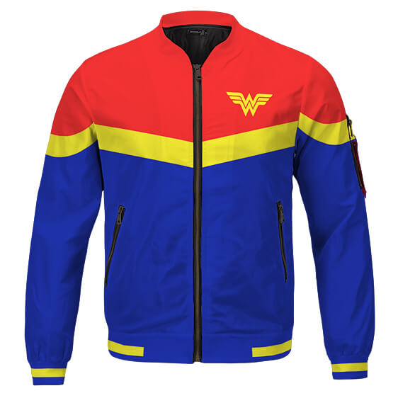 Wonder Woman 1984 Veste Varsity Rouge Bleu Classique